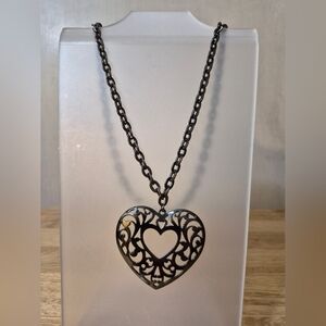 Hand Crafted Gunmetal Heart Pendant Necklace